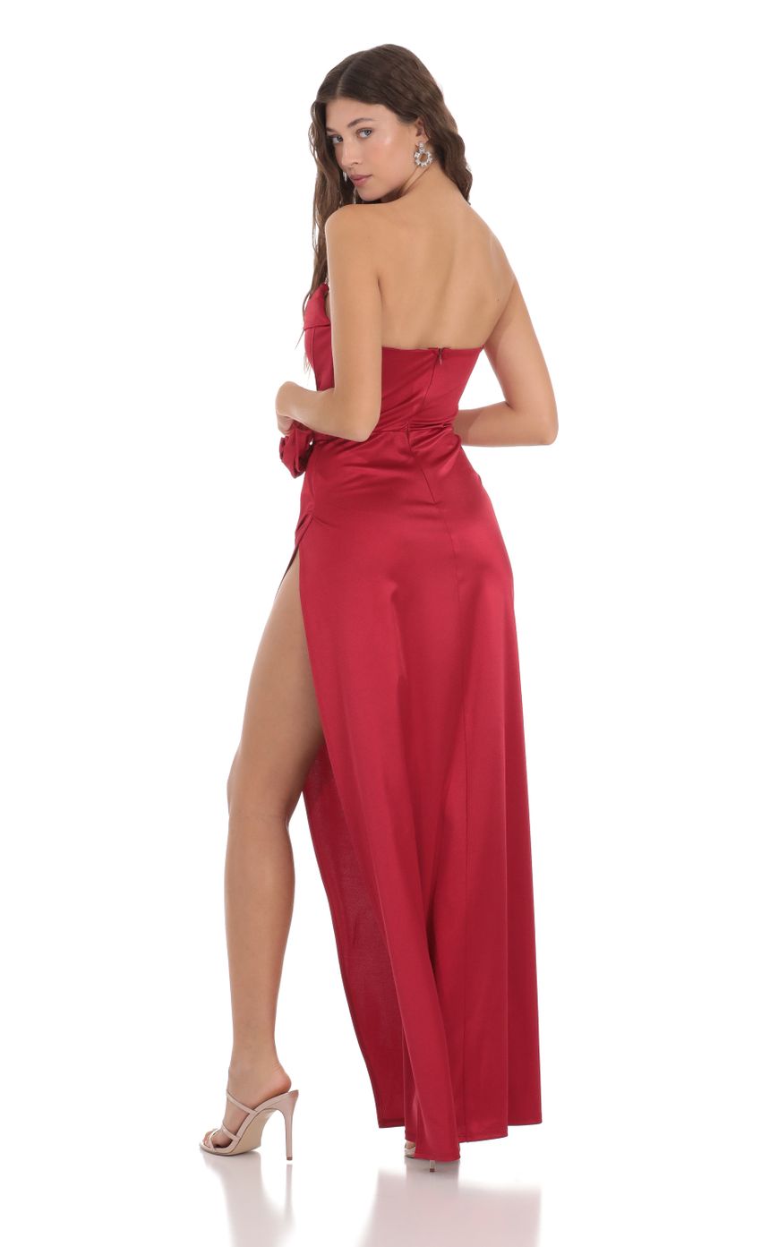 Romantic Sheath Sweetheart Strapless Rose-Embellished Open-Back Satin High-Low Prom Dresses