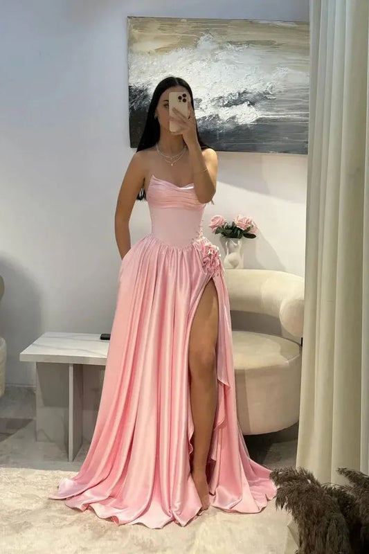 Romantic A-Line Off the Shoulder Sleeveless Satin Floor-Length Lace Up Prom Dress