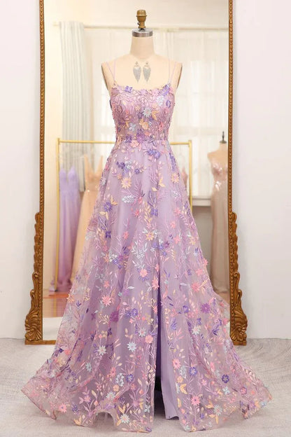 Romantic A-Line Strapless Sleeveless Appliques Floor-Length Prom Dress