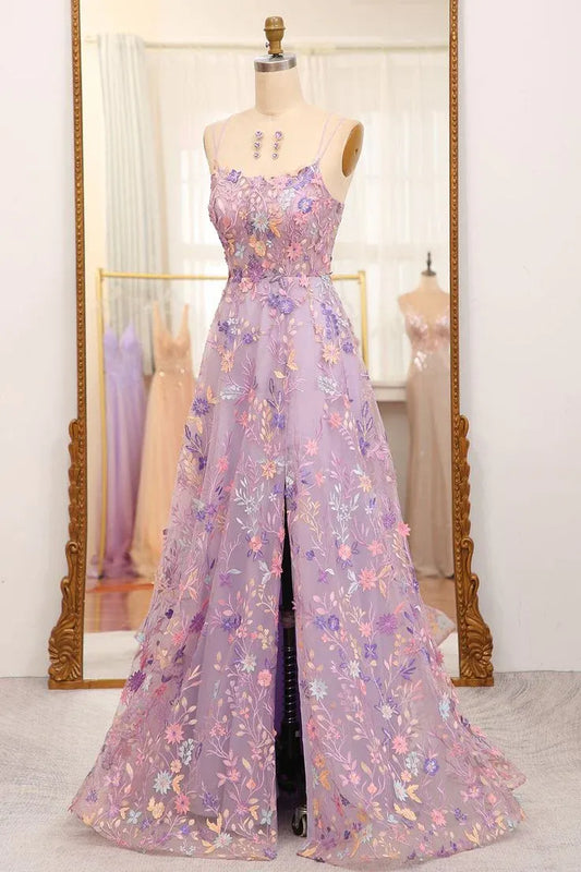 Romantic A-Line Strapless Sleeveless Appliques Floor-Length Prom Dress