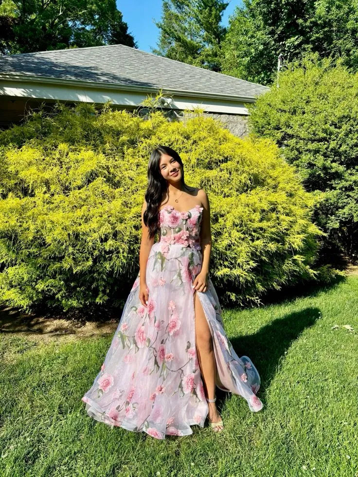 Romantic A-Line Sweetheart Backless Floor-Length Prom Dress