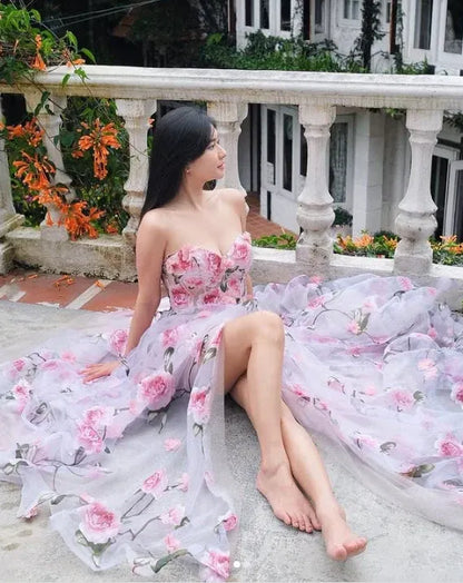 Romantic A-Line Sweetheart Backless Floor-Length Prom Dress