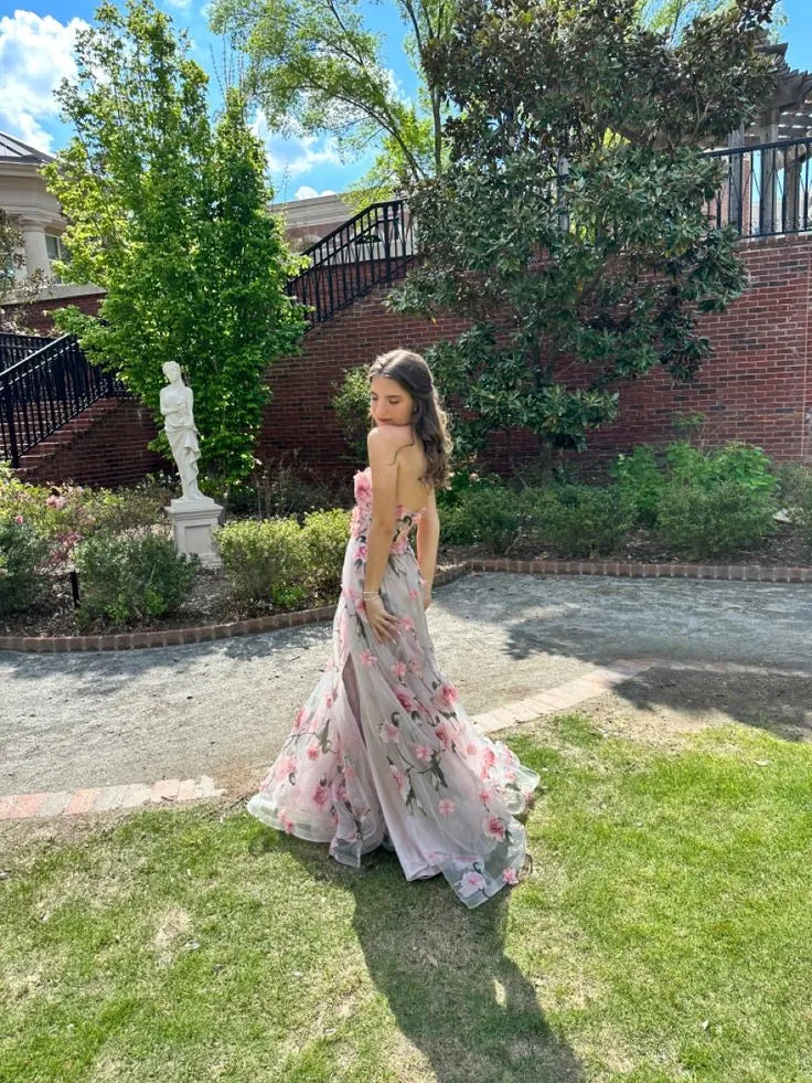 Romantic A-Line Sweetheart Backless Floor-Length Prom Dress