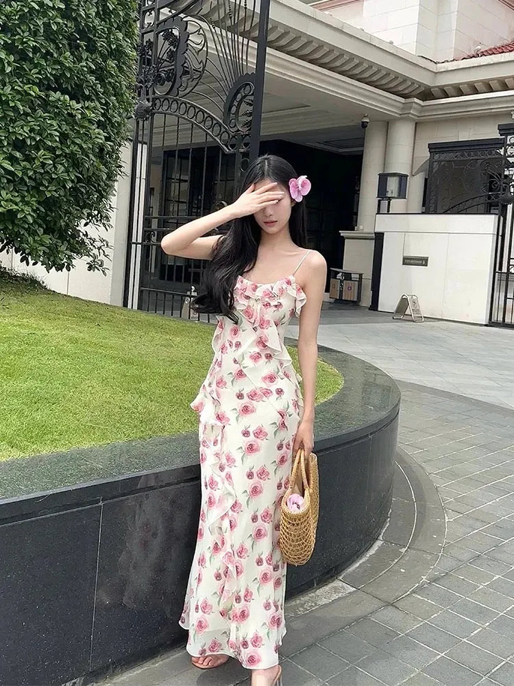 Romantic A-Line Sweetheart Neck Sleeveless Floral White Maxi Prom Dress for Women Hot Sale