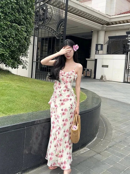 Romantic A-Line Sweetheart Neck Sleeveless Floral White Maxi Prom Dress for Women Hot Sale