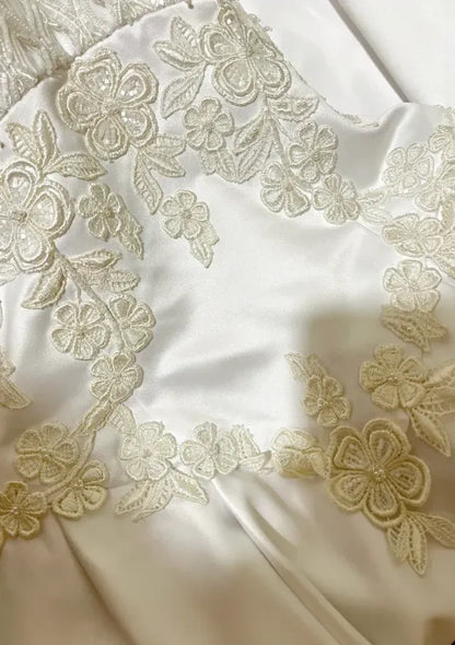 Romantic Ballgown Sweetheart Lace Ivory Evening Dress For Bride Hot Sale