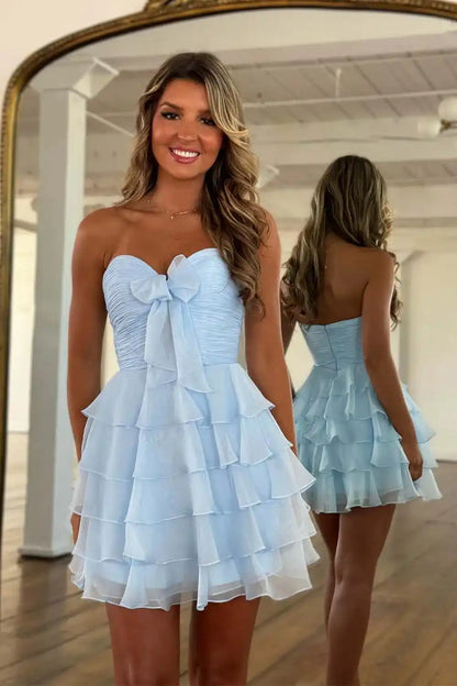 Ruffle Cut-out Homecoming Dress