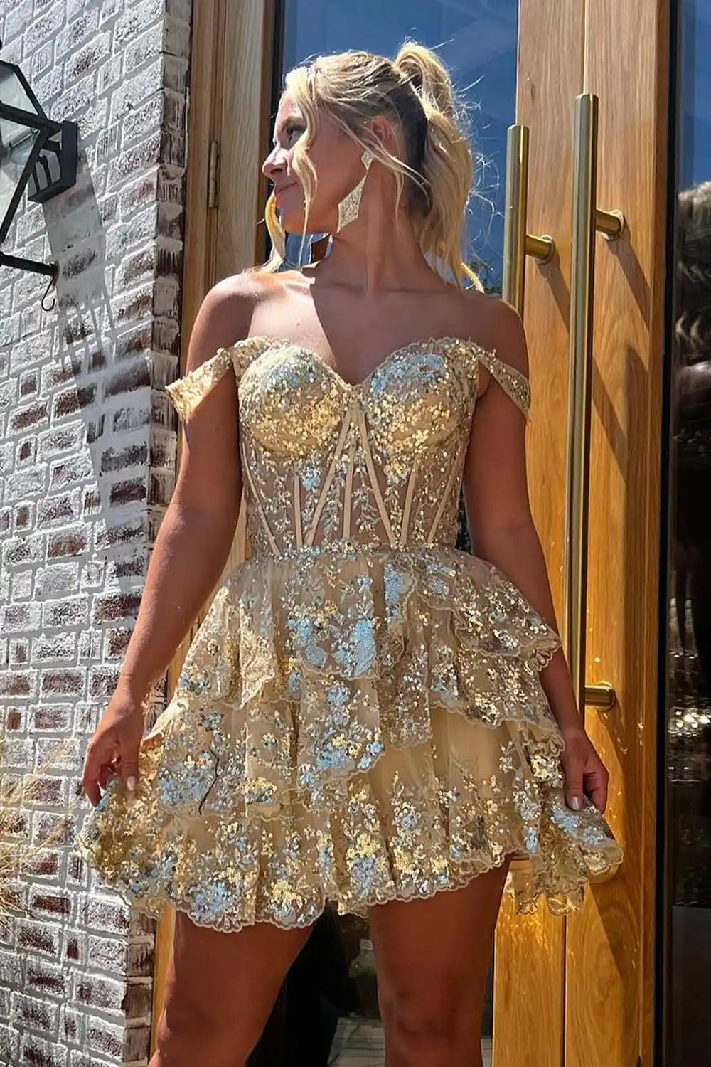 Ruffle Homecoming Dress with Sequin