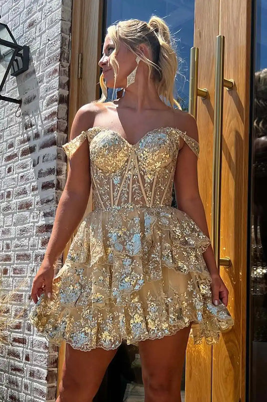 Ruffle Homecoming Dress with Sequin