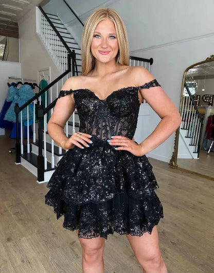 Ruffle Homecoming Dress with Sequin