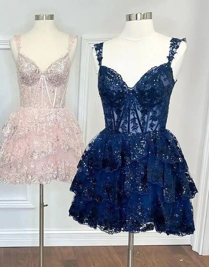 Ruffle Homecoming Dress with Sequin
