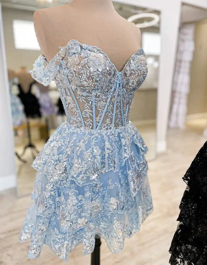 Ruffle Homecoming Dress with Sequin