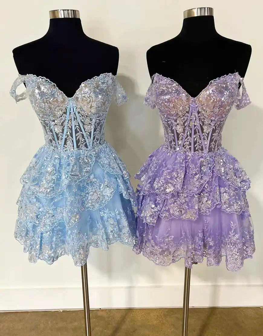 Ruffle Homecoming Dress with Sequin