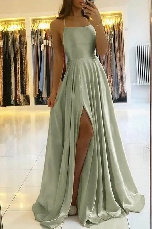 Sage Green Wedding Guest Dress Simple A Line Long Evening Dress