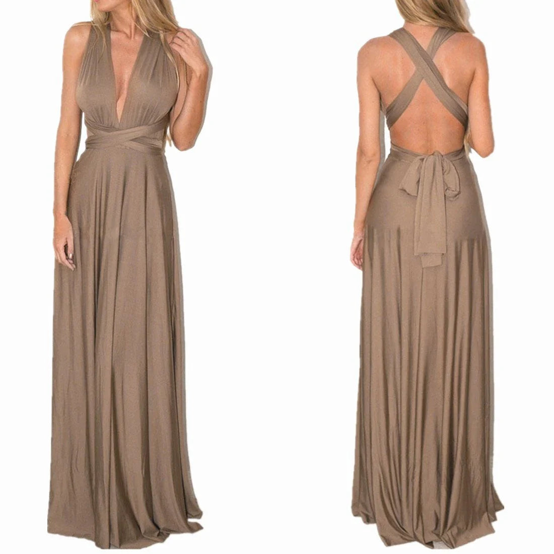Sexy A-Line Halter Sleeveless Open Back Floor-Length prom dress for women