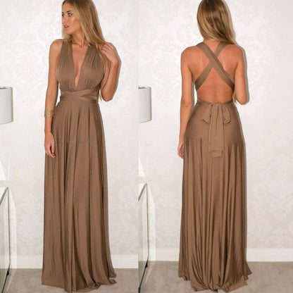 Sexy A-Line Halter Sleeveless Open Back Floor-Length prom dress for women