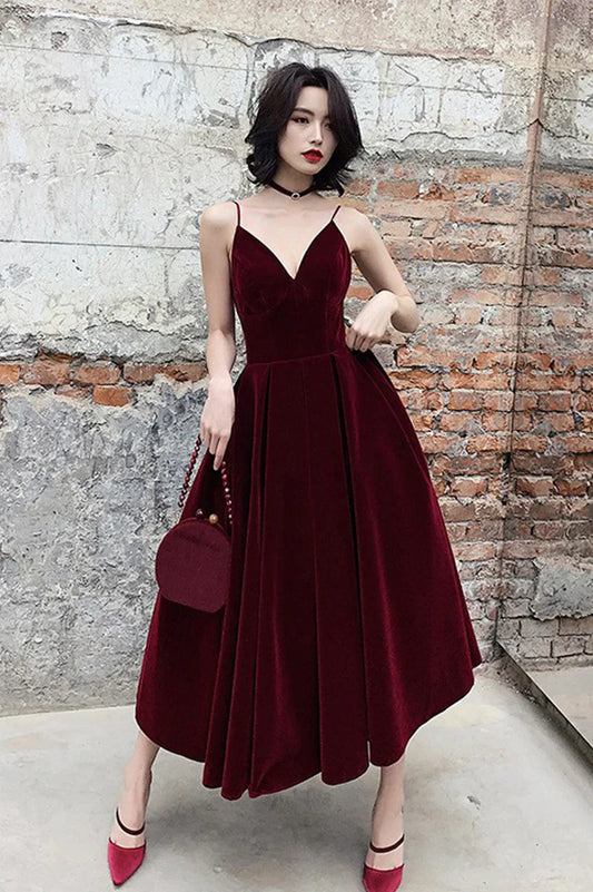 Sexy A-Line V Neck Sleeveless Back Zip Ankle-Length Homecoming Dress for ladies