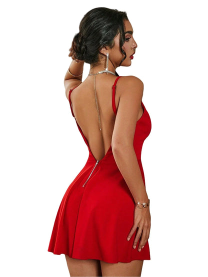 Sexy A-Line V Neck Sleeveless Open Back Short-Mini Homecoming Dresses for women