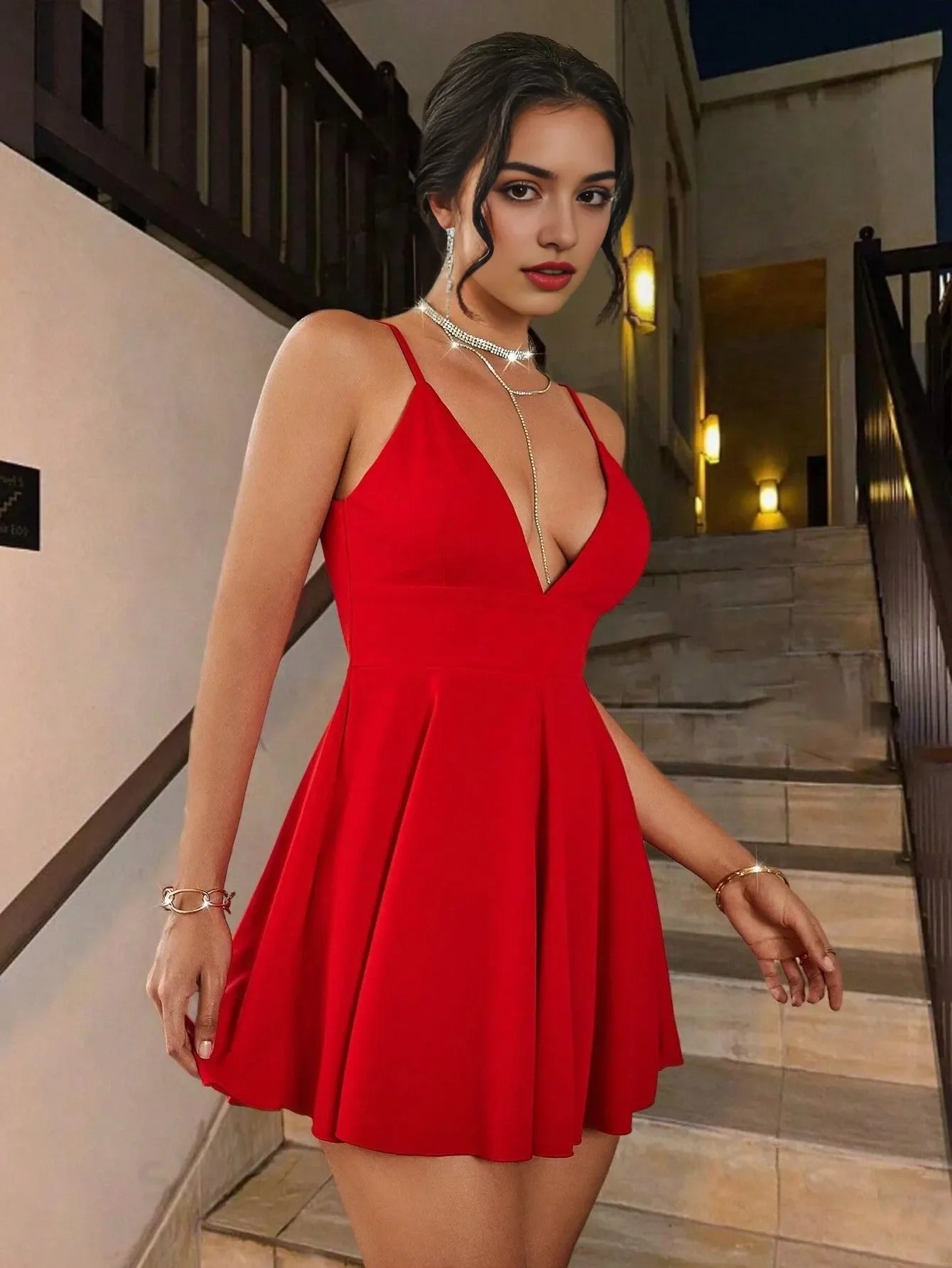 Sexy A-Line V Neck Sleeveless Open Back Short-Mini Homecoming Dresses for women