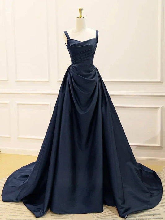 Sexy Elegant V Neck Sleeveless Crisscross Back Chapel Train prom dress for women