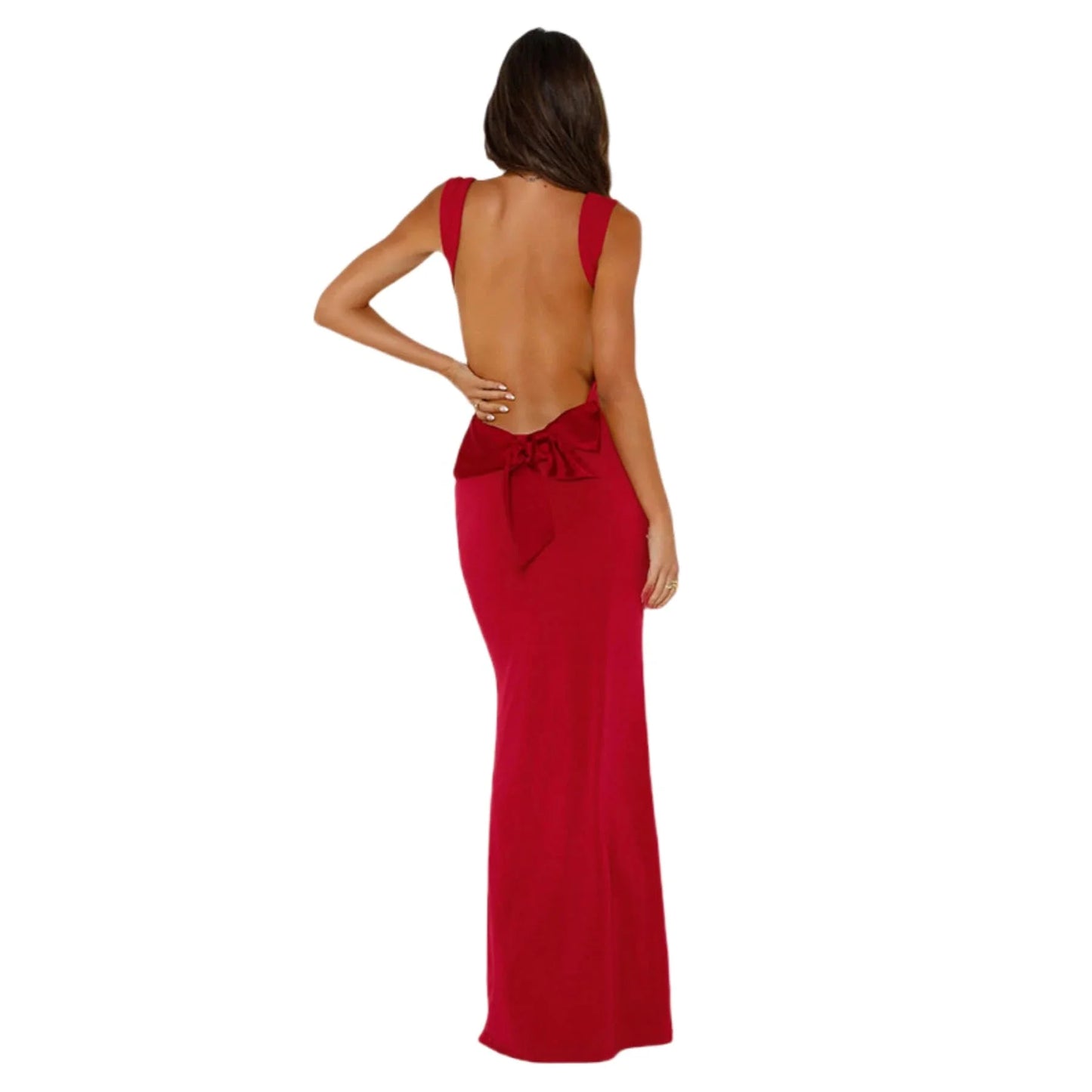 Sexy Mermaid Boat Neck Sleeveless Open Back Floor-Length prom dress for women