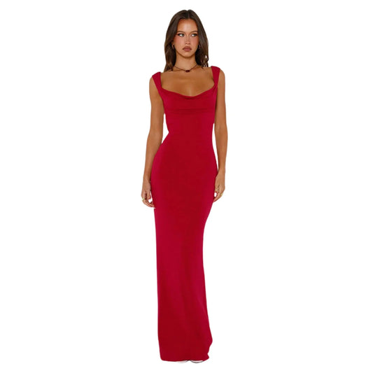 Sexy Mermaid Boat Neck Sleeveless Open Back Floor-Length prom dress for women