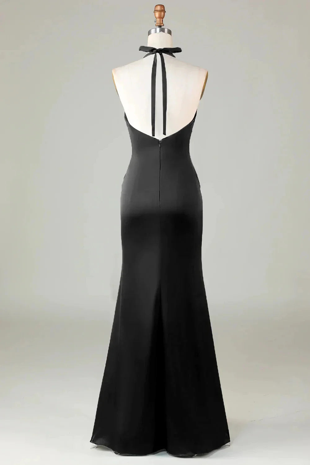Sexy Mermaid Halter Sleeveless Back Zip Floor-Length Bridesmaid Dress for women