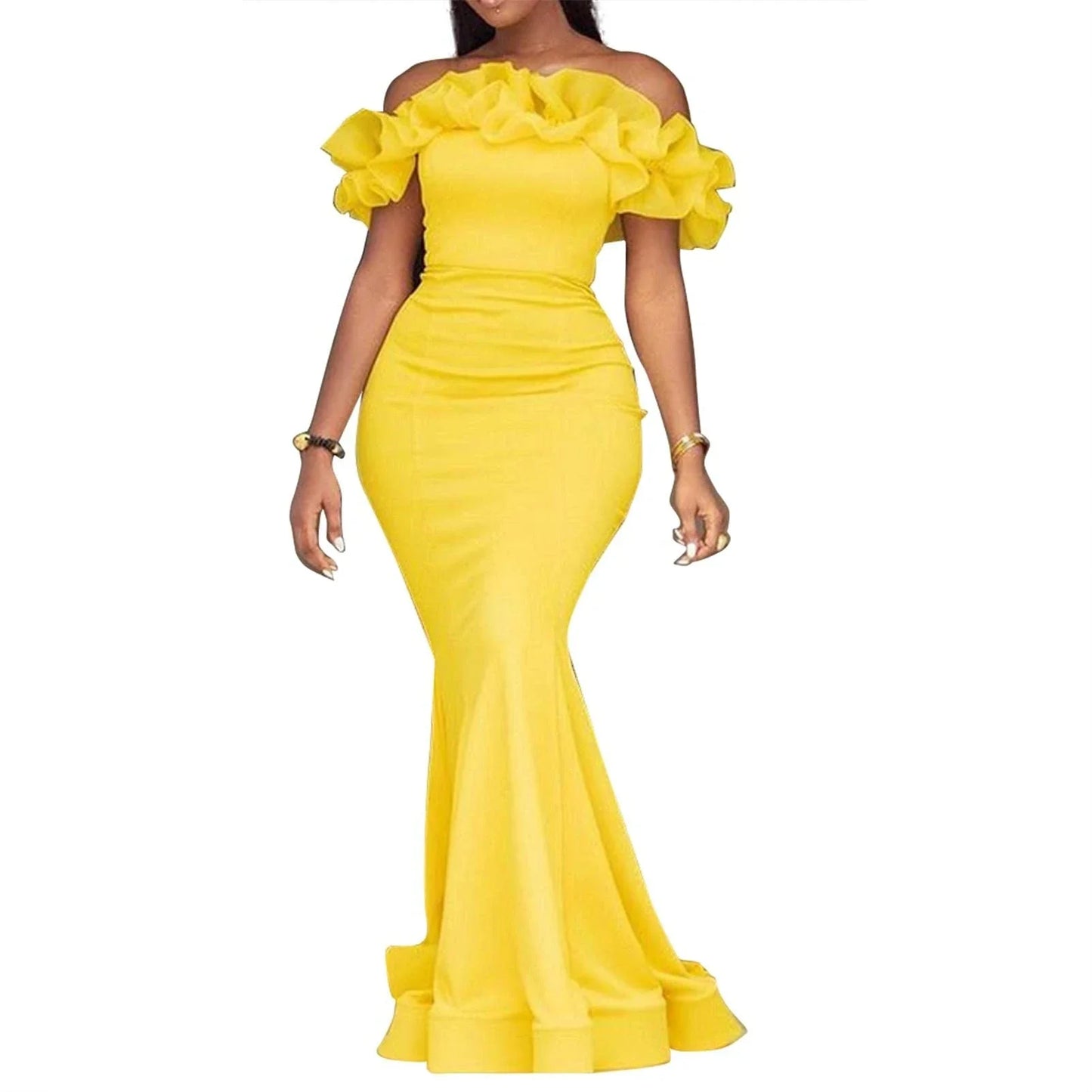 Sexy Mermaid Off the Shoulder Sleeveless Backless Floor-Length prom dress for women