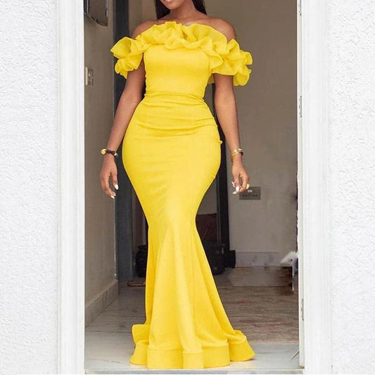 Sexy Mermaid Off the Shoulder Sleeveless Backless Floor-Length prom dress for women