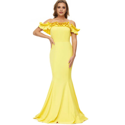 Sexy Mermaid Off the Shoulder Sleeveless Backless Floor-Length prom dress for women