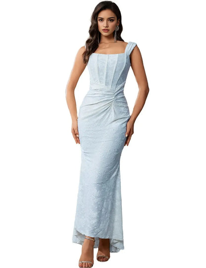 Sexy Mermaid Straight Sleeveless Back Zip Ankle-Length prom dress for women