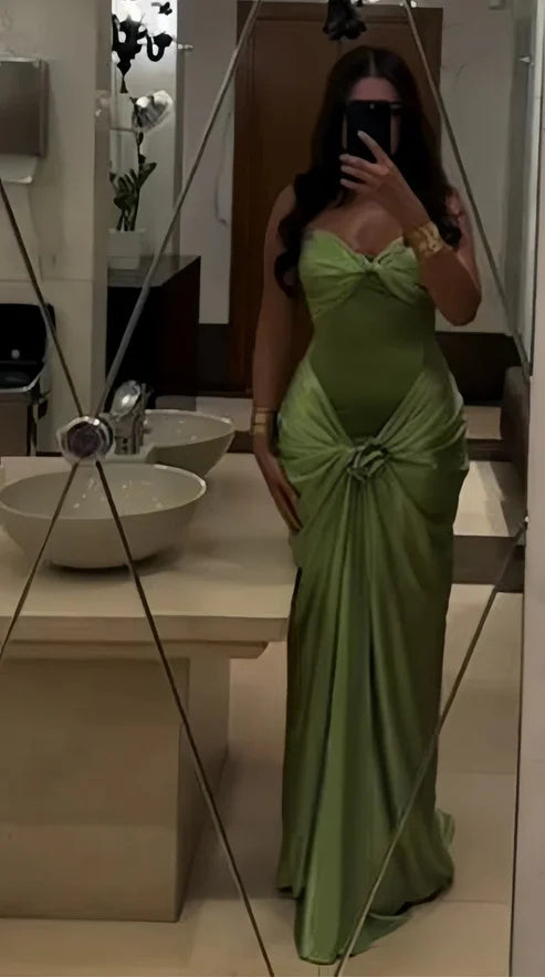 Sexy Mermaid Strapless Sleeveless Zipper Up Floor-Length Evening Dress