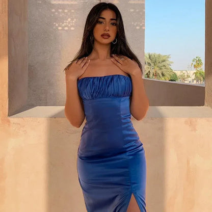 Sexy Mermaid/Trumpet Spaghetti Straps Sleeveless Satin Backless Floor-Length Prom Dress