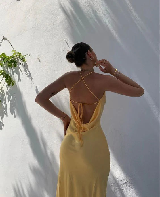 Sexy Mermaid/Trumpet Spaghetti Straps Sleeveless Satin Floor-Length Prom Dress