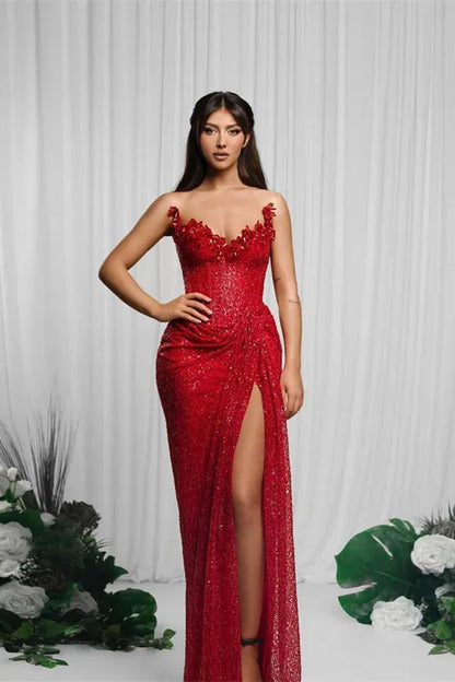 Sexy Mermaid/Trumpet V-Neck Sleeveless Zipper Up Floor-Length Prom Dress