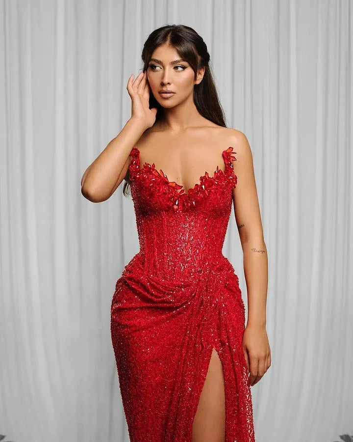Sexy Mermaid/Trumpet V-Neck Sleeveless Zipper Up Floor-Length Prom Dress