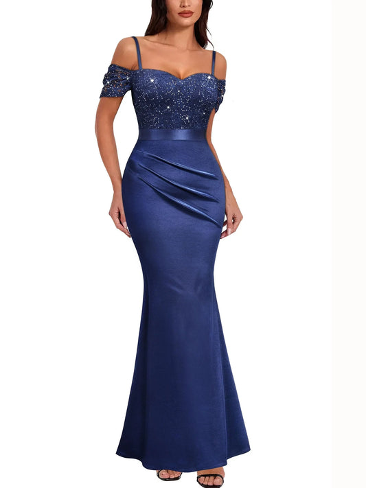Sexy Mermaid V Neck Sleeveless Backless Floor-Length prom dress for women