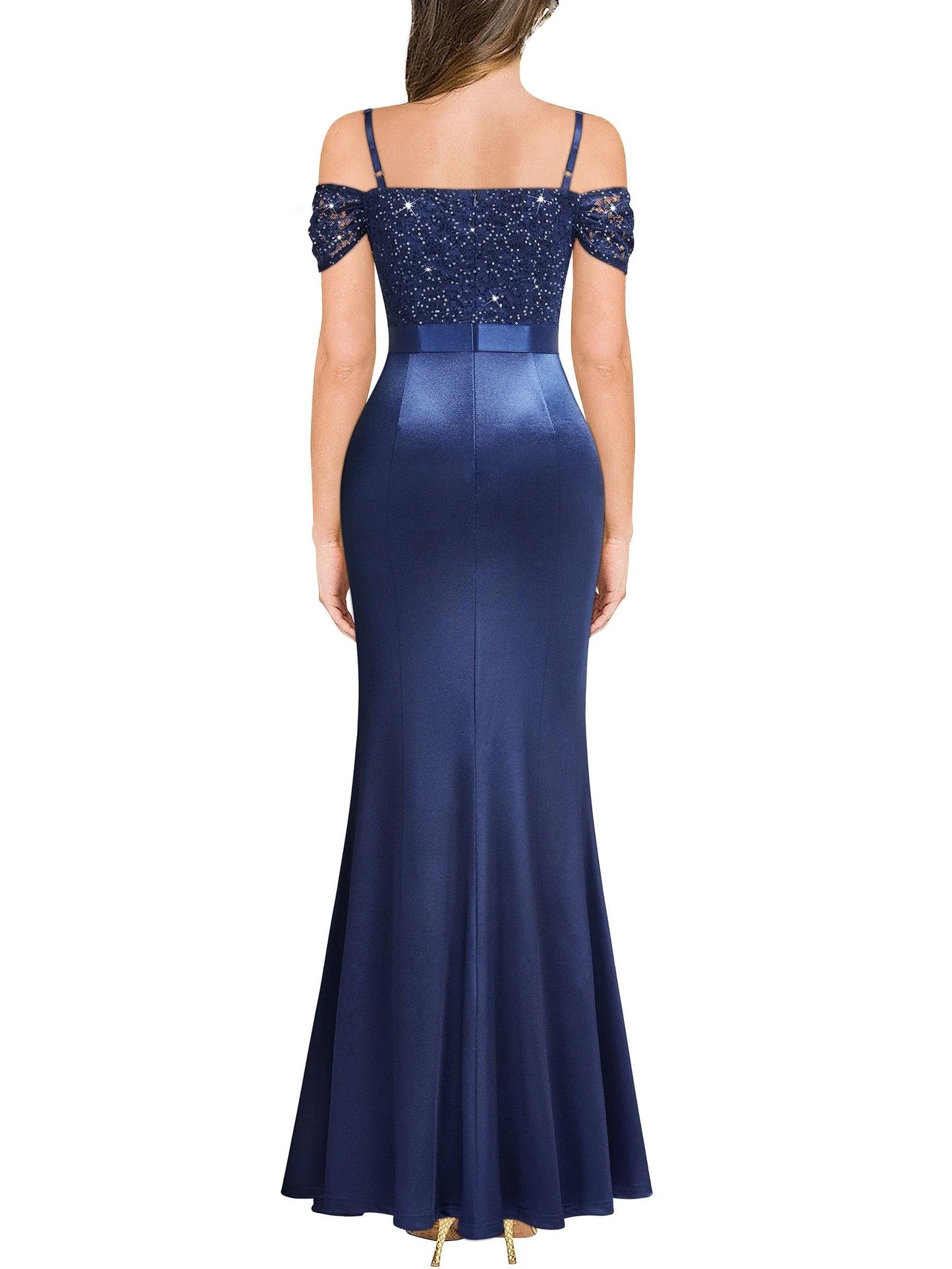 Sexy Mermaid V Neck Sleeveless Backless Floor-Length prom dress for women