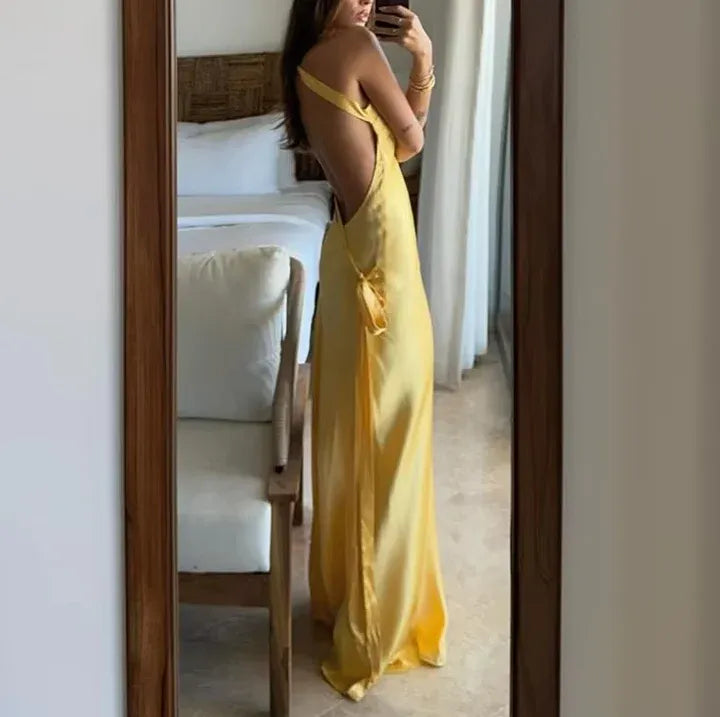 Sexy Sheath/Column One Shoulder Sleeveless Satin Floor-Length Prom Dress