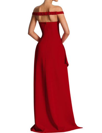 Sexy SheathColumn V Neck Sleeveless Backless Floor-Length Side Slit prom dress for women