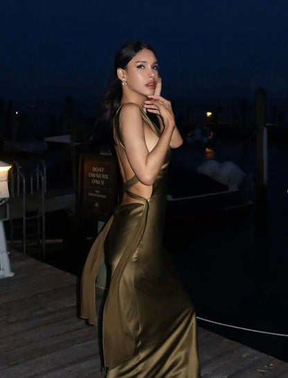Sexy Sheath Square Neck Sleeveless Lace Up Floor-Length Prom Dresses