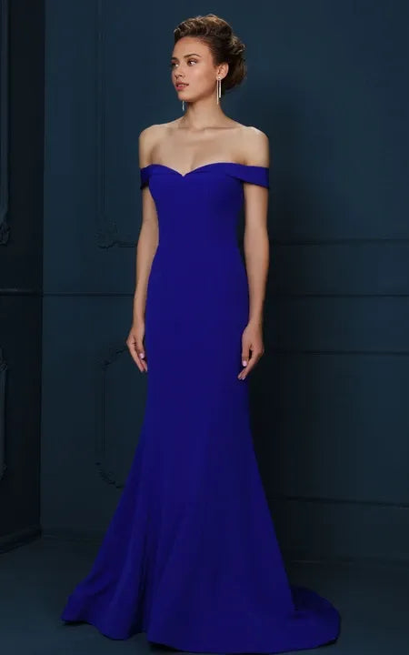 Sexy Strapless Sheath Off-the-Shoulder Mermaid Evening Dress With Brush Train Prom Dress/Dress For Formal