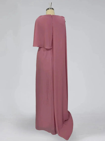 Sheath Column Cowl Neck Sleeveless Floor-Length Mother of the Bride Dresses with Flower