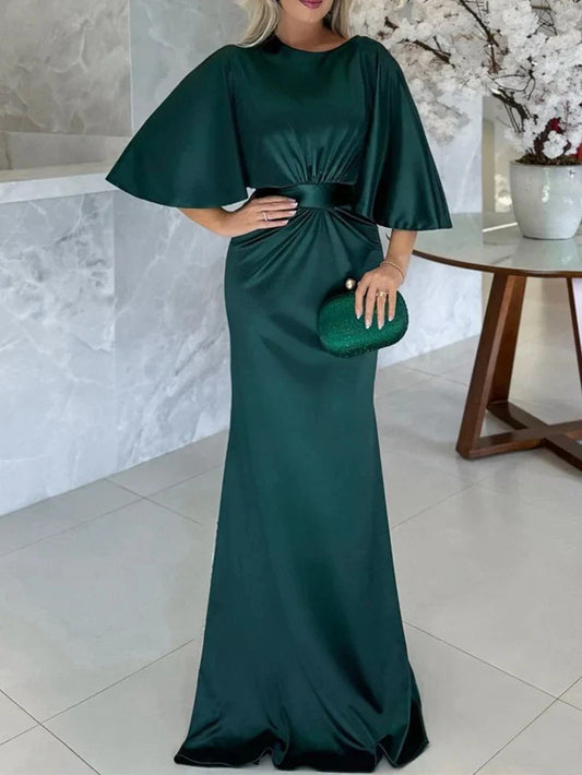 Sheath Column Scoop 12 Sleeves Floor-Length Belt Mother of the Bride Dresses