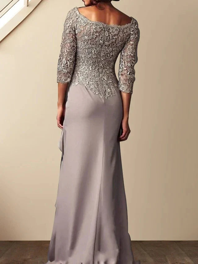 Sheath Column Scoop Floor-Length Mother of the Bride Dresses
