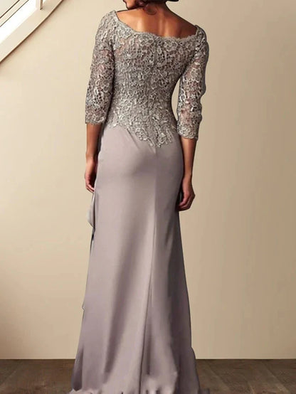 Sheath Column Scoop Floor-Length Mother of the Bride Dresses