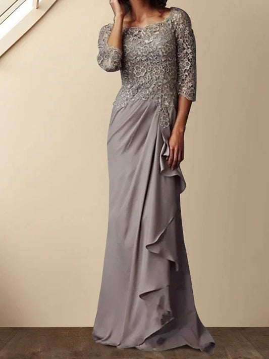 Sheath Column Scoop Floor-Length Mother of the Bride Dresses