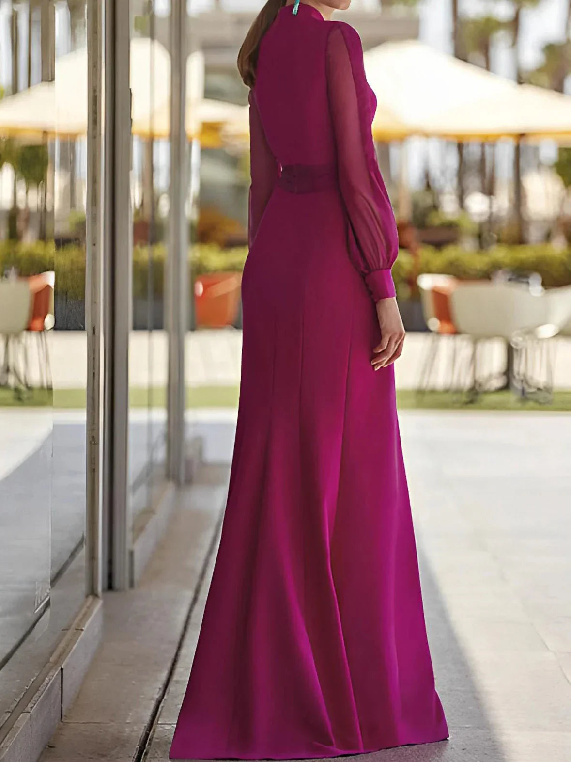Sheath Column V-Neck Mother of the Bride Dresses with Belt