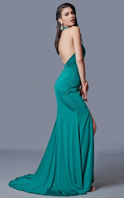 Sheath Sexy Deep V-neck Backless Long Dress Sleeveless With Mermaid Train Prom Dress/Dress For Formal