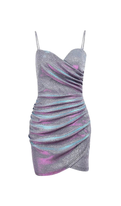 Dazzling Bodycon Sweetheart Spaghetti Strap Glitter Silver Mini Homecoming Party Dress